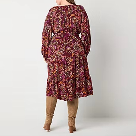 St Johns Bay NWT Lightweight Paisley Bohemian Print Dress - Picture 3 of 15